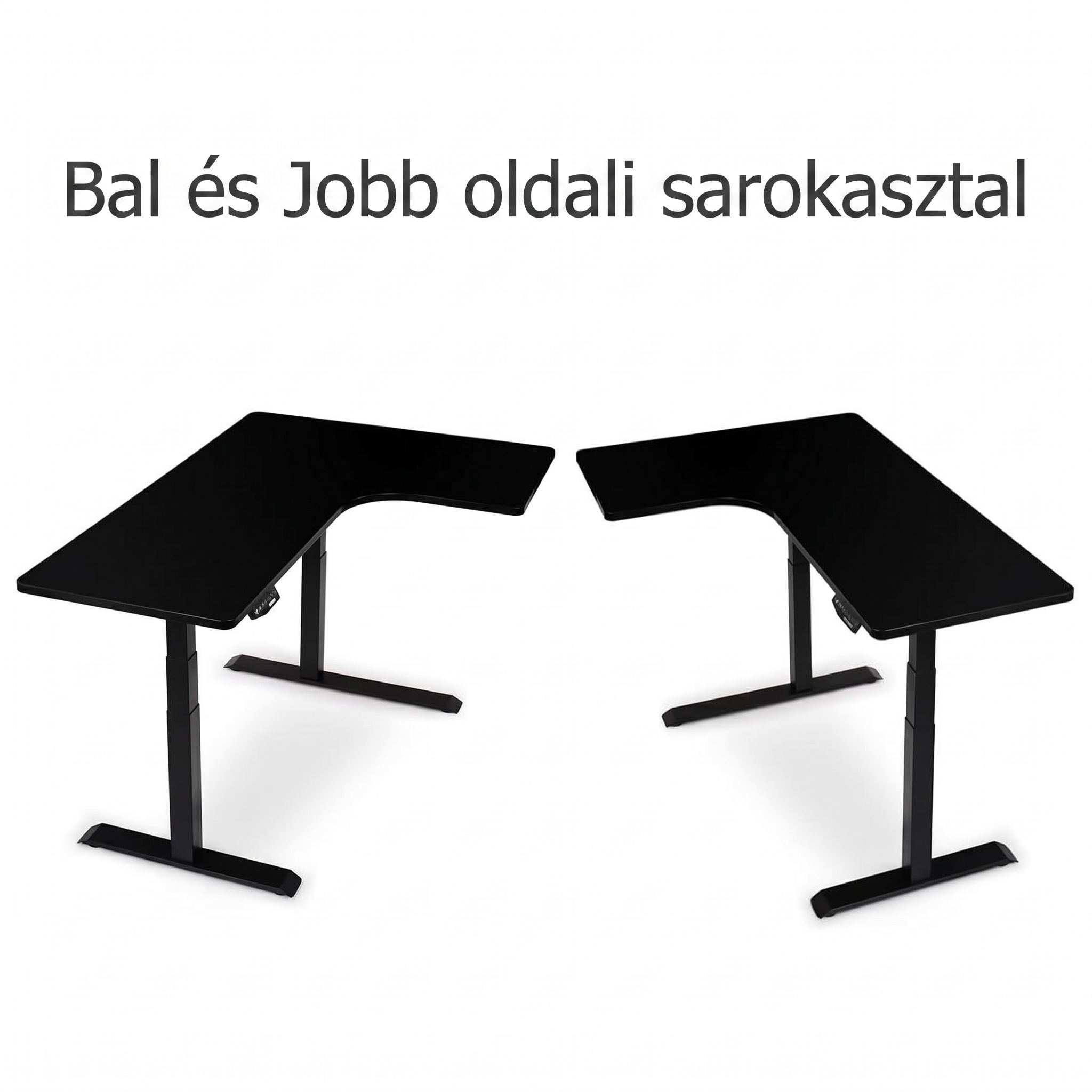 L-alakú hárommotoros állítható íróasztal, E3L, 125 kg teherbírás, 60-123cm magasságállítás, Jobb- és balkezes kialakításhoz is
