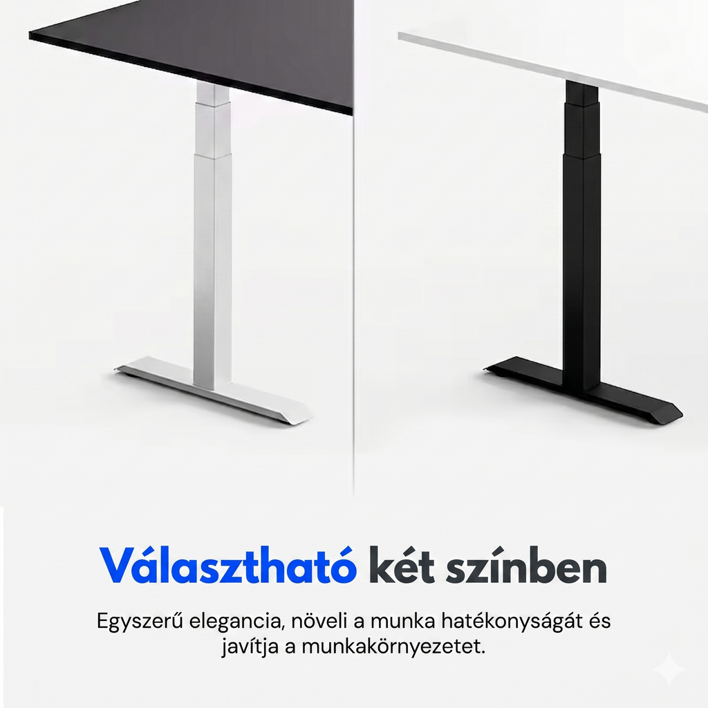 L-alakú hárommotoros állítható íróasztal E7L, 150 kg teherbírás, 63,5–128,5 cm magasságállítás, Jobb- és balkezes kialakításhoz is