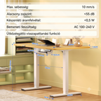QN1 Basic elektromosan állítható magasságú íróasztal, 100 × 60 cm-es tömör asztallappal, 2 fokozatú magasságállítással.