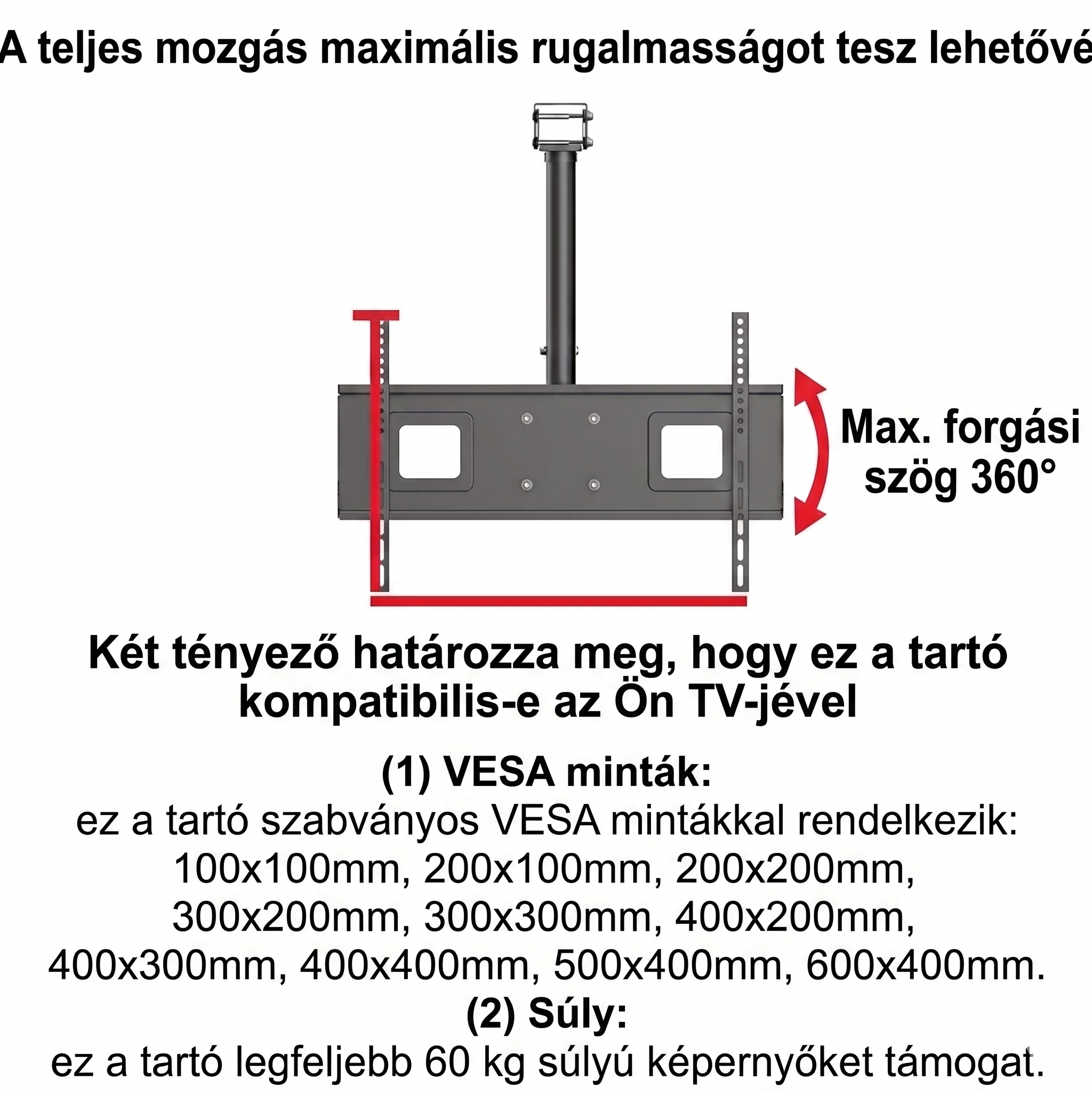TV mennyezeti konzol 32-65 col | CM2 | 60kg
