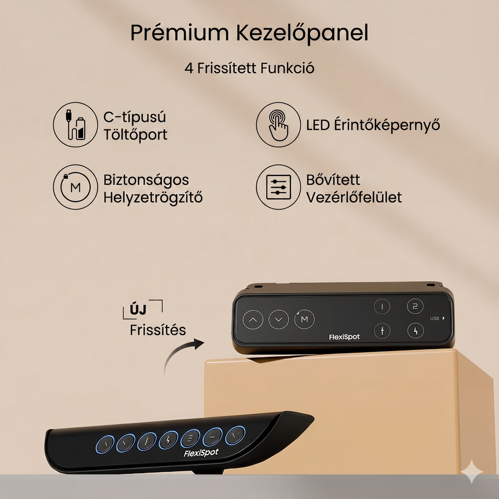 Négylábú elektromos magasságállítható íróasztal láb E7 PLUS, 2 motorral, 200 kg teherbírással