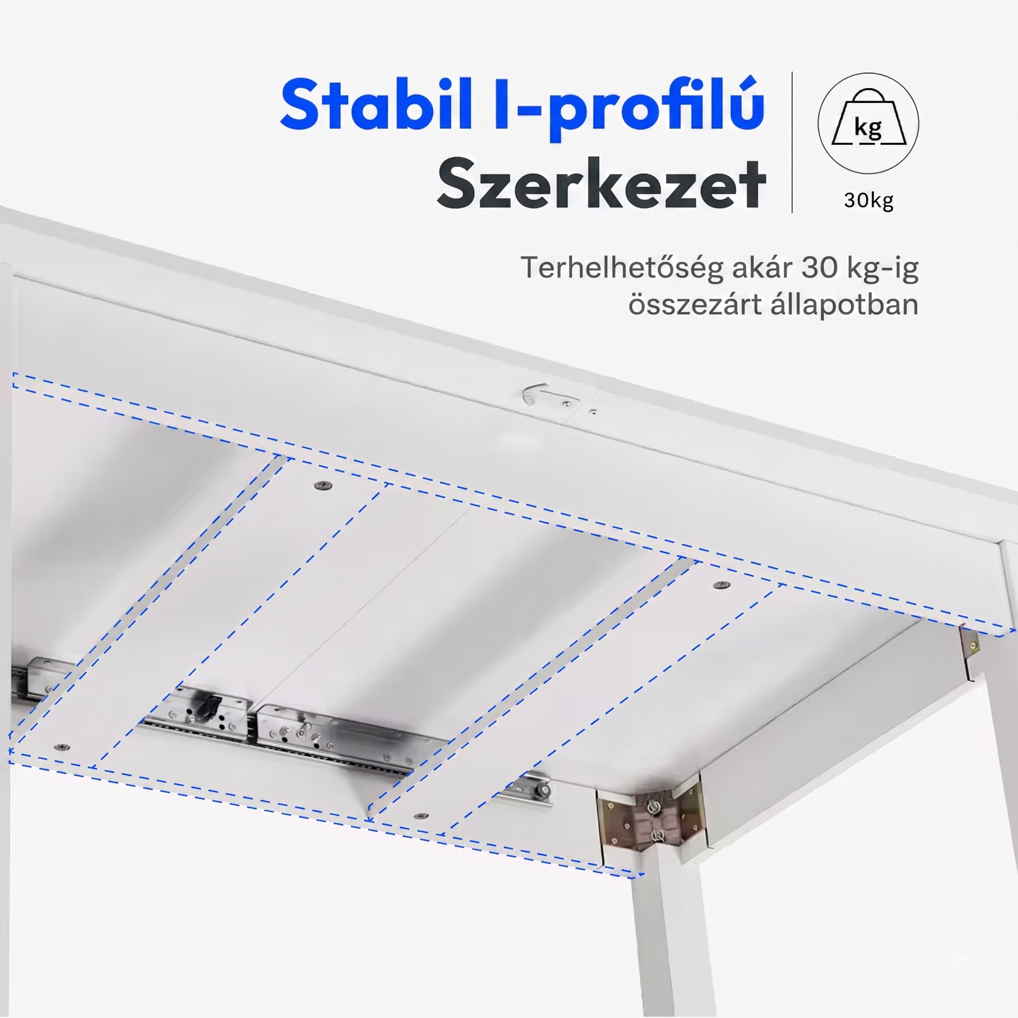 Bővíthető étkezőasztal DT1, 110–150 × 70 cm, I-gerendás szerkezettel és lamellás kialakítással