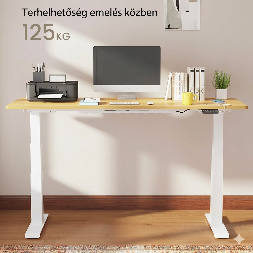 Prémium Elektromos Íróasztal Láb E7H , 68-133cm Állítható, Kétmotoros, 125 kg Teherbírás, LED érintőképernyő, 4 memóriahely, USB töltőport