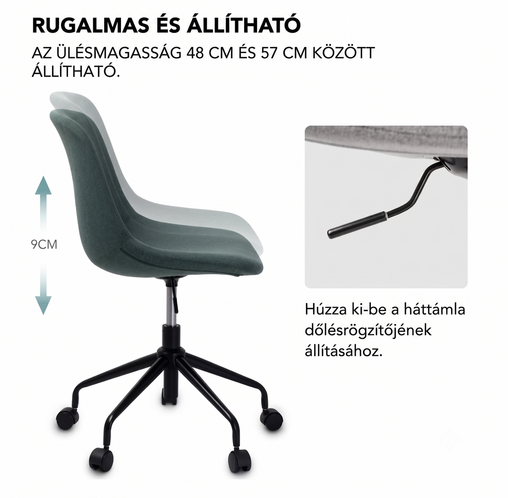 Ergonomikus irodai szék OC63, Személyre szabott magasság és alátámasztás