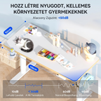 Elektromos gyermek tanulóasztal, SK1W, Állítható magasság,  Ergonomikus állóasztal gyerekeknek kampóval, Memóriagombokkal, 120 x 60 cm (fehér)