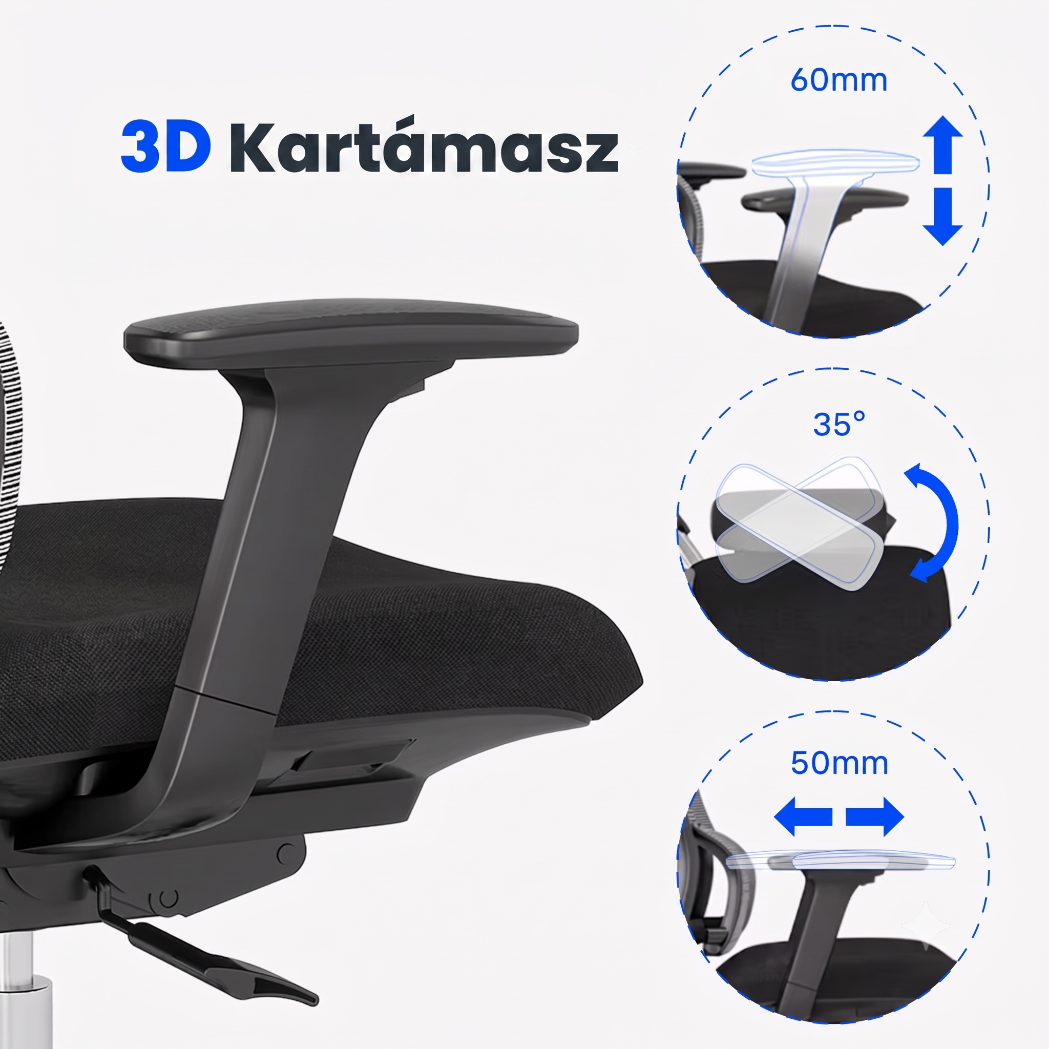 Ergonomikus irodai szék BS2, S-Alakú Kialakítás & Dupla Háttámla