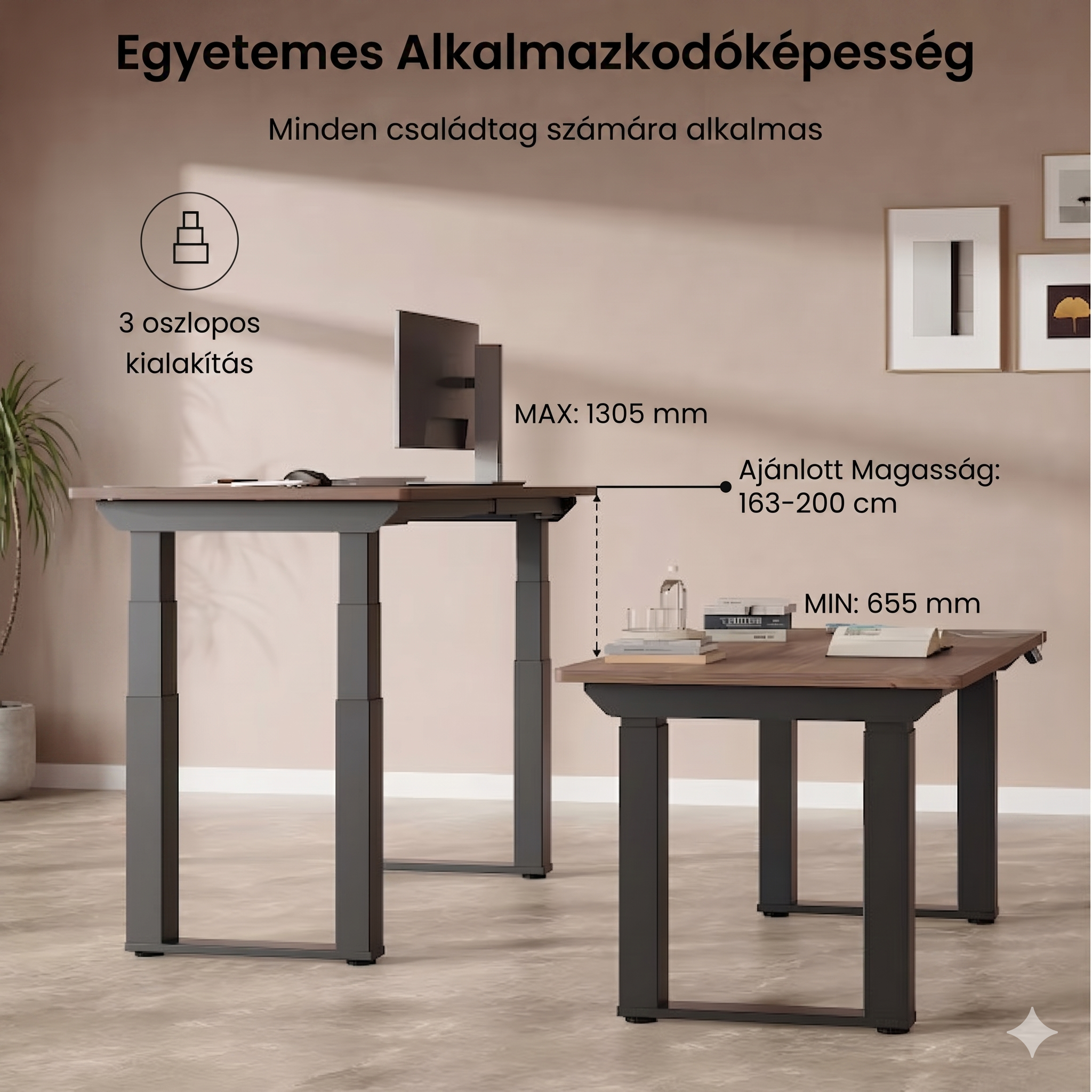 Négylábú elektromos magasságállítható íróasztal láb E7Q ,4 motorral, 300 kg teherbírással
