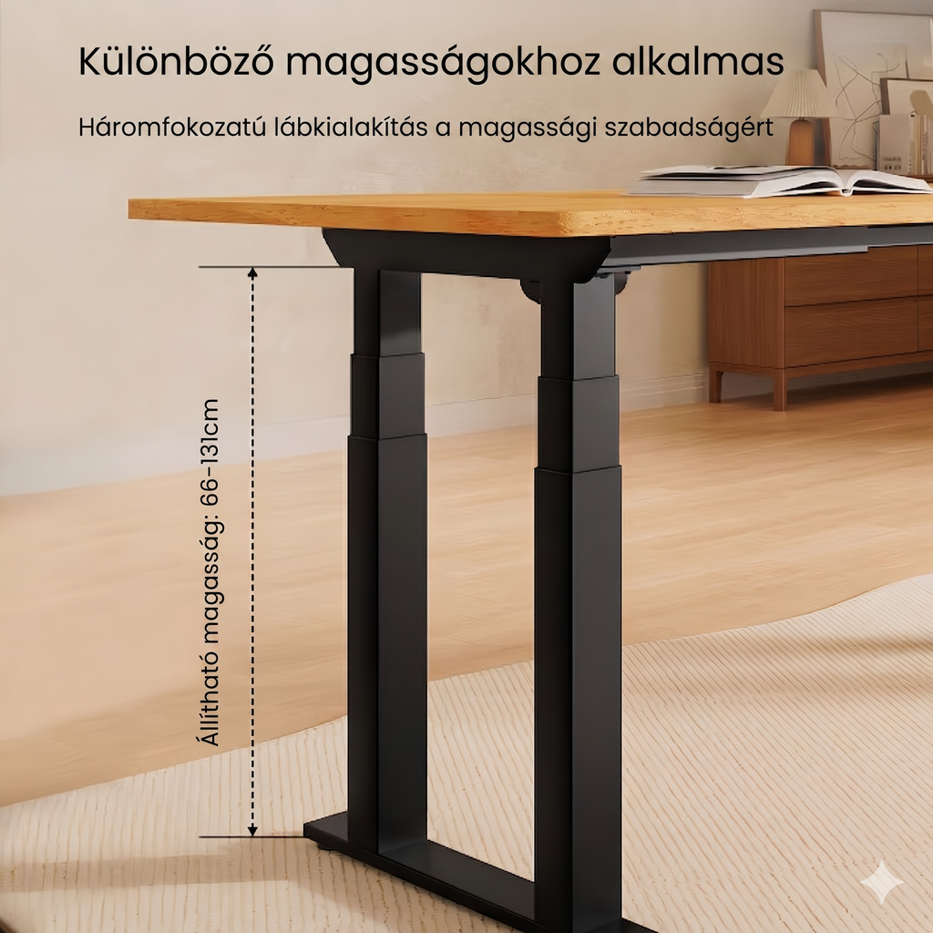 Négylábú elektromos magasságállítható íróasztal láb E7 PLUS, 2 motorral, 200 kg teherbírással