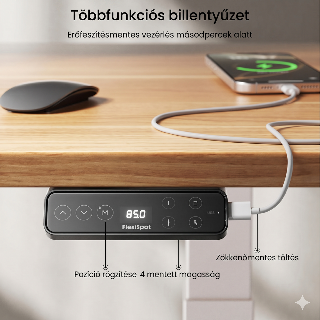 Prémium Elektromos Íróasztal Láb E7 Pro, 63.5-128.5cm Állítható, Kétmotoros, 160 kg Teherbírás, LED érintőképernyő, 4 memóriahely, USB töltőport
