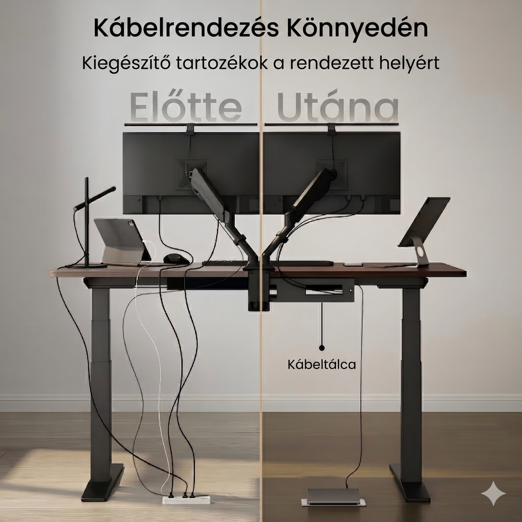 Prémium Elektromos Íróasztal Láb E7 Pro, 63.5-128.5cm Állítható, Kétmotoros, 160 kg Teherbírás, LED érintőképernyő, 4 memóriahely, USB töltőport