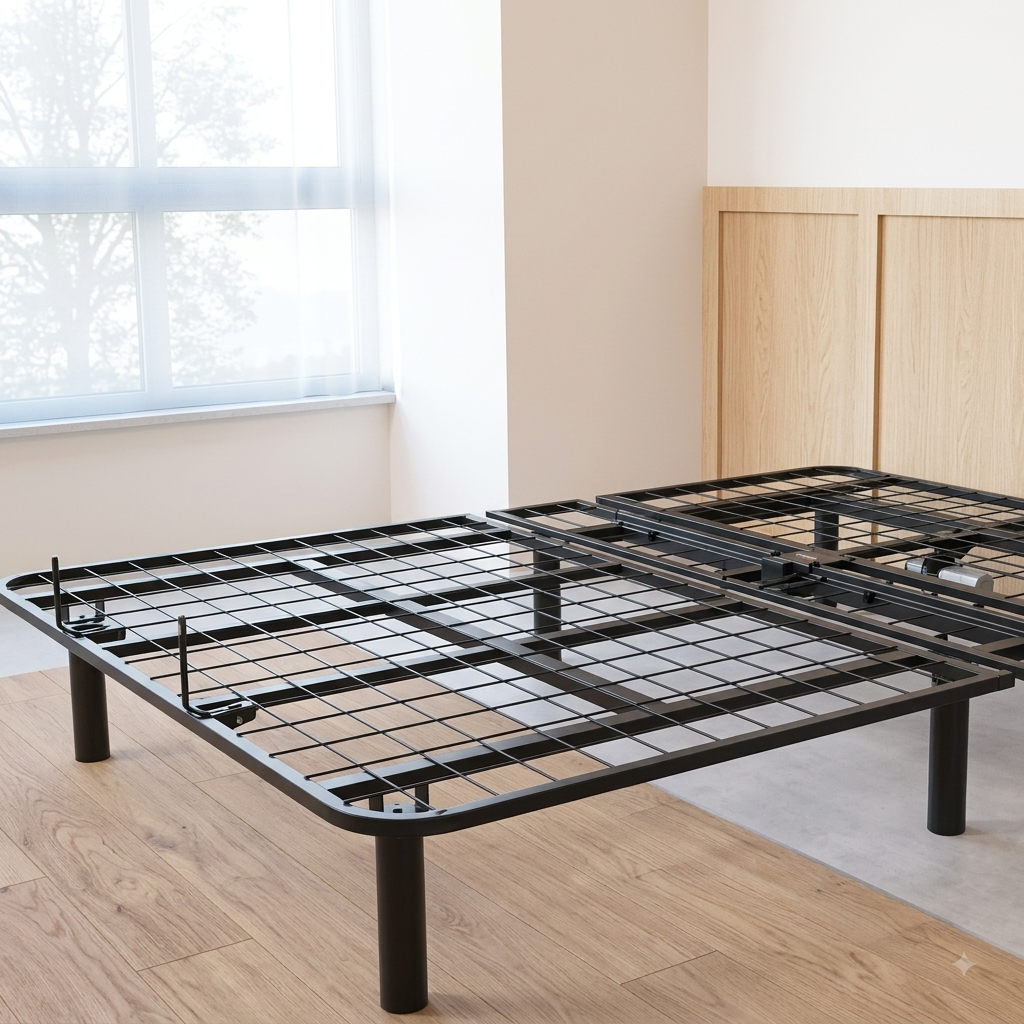 EB01 Elektromosan állítható fém ágykeret, 90 × 200 cm, 0–60° állítható fejrésszel, 3 magasságbeállítással (8/15/23 cm)