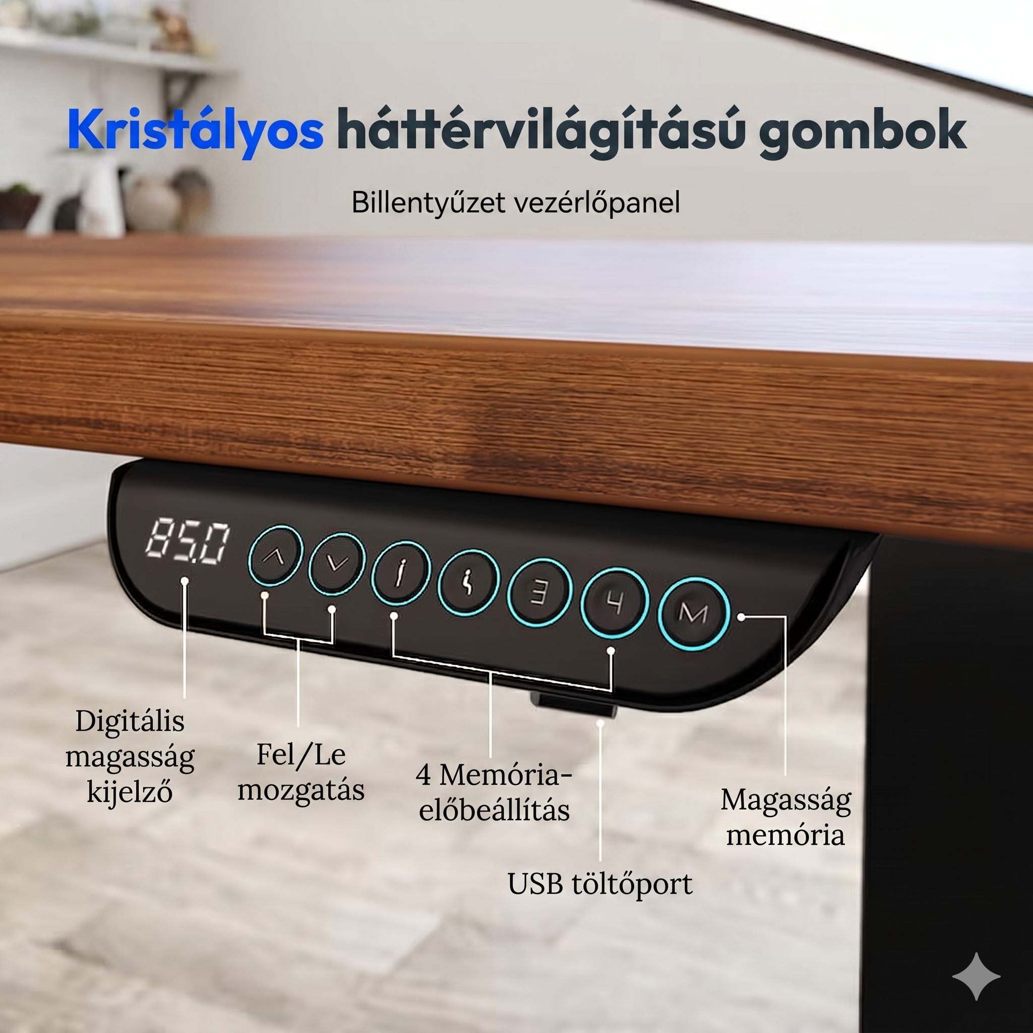 Négylábú elektromos magasságállítható íróasztal láb E2Q, 2 motorral, 150kg teherbírással
