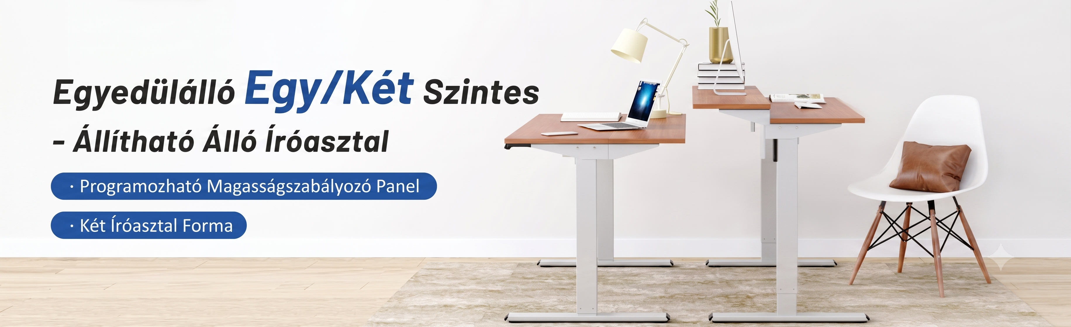 EF1 Vici Duplex állítható magasságú íróasztal, Sokoldalú egy- és kétszintes kialakítás, LED-kijelző és 4 memória előbeállítás