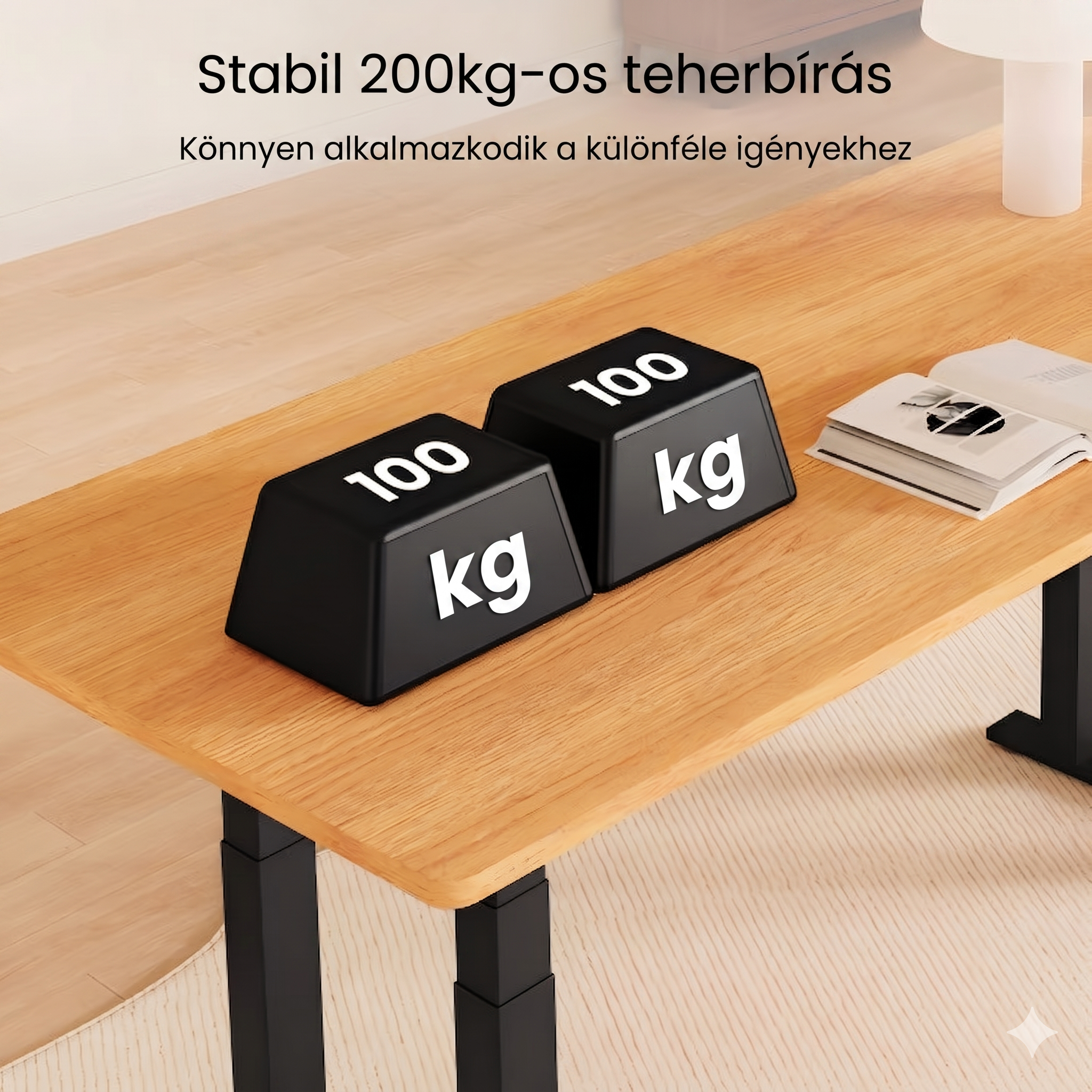 Négylábú elektromos magasságállítható íróasztal láb E7 PLUS, 2 motorral, 200 kg teherbírással