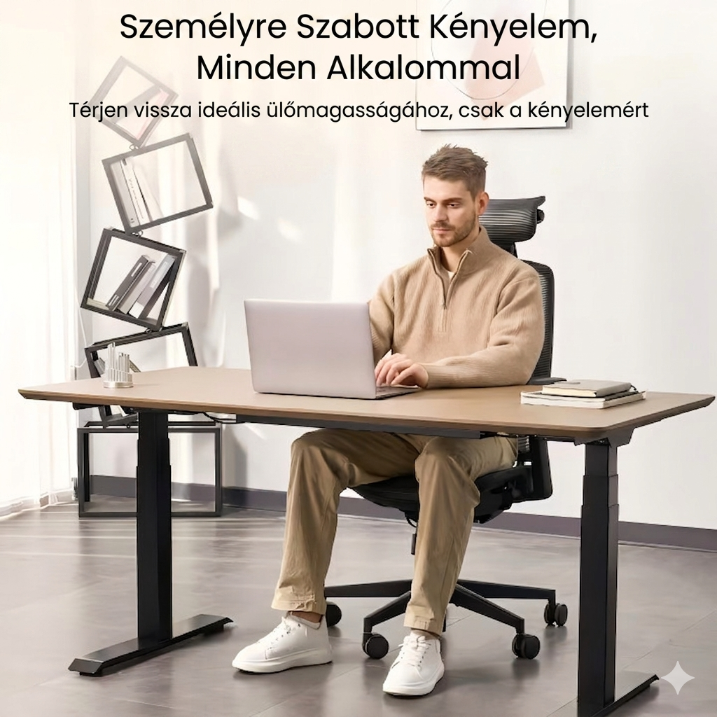 Prémium Elektromos Íróasztal Láb E7H , 68-133cm Állítható, Kétmotoros, 125 kg Teherbírás, LED érintőképernyő, 4 memóriahely, USB töltőport