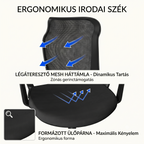 Ergonomikus irodai szék, íróasztali szék, OC16, stílusos, elasztomer hálós anyag, lélegző, deréktámasz, rögzítő funkció, állítható hintázás, állítható ülésmagasság, csendes görgők