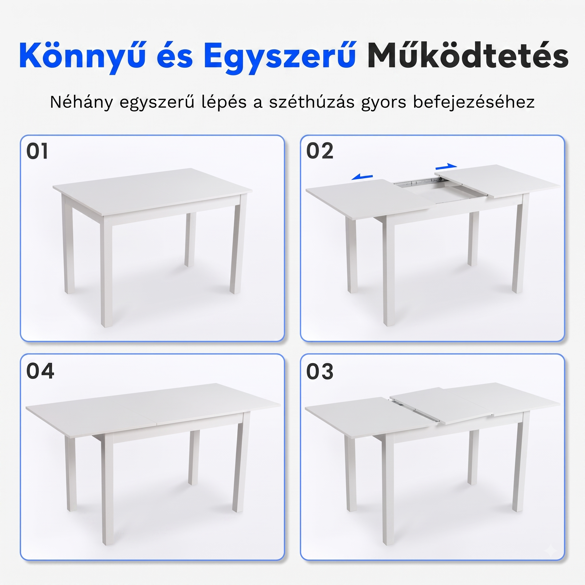 Bővíthető étkezőasztal DT1, 110–150 × 70 cm, I-gerendás szerkezettel és lamellás kialakítással