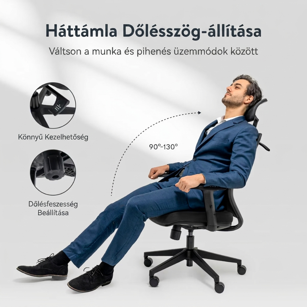 Ergonomikus irodai szék, OC3, 2D kartámasz, Hálós