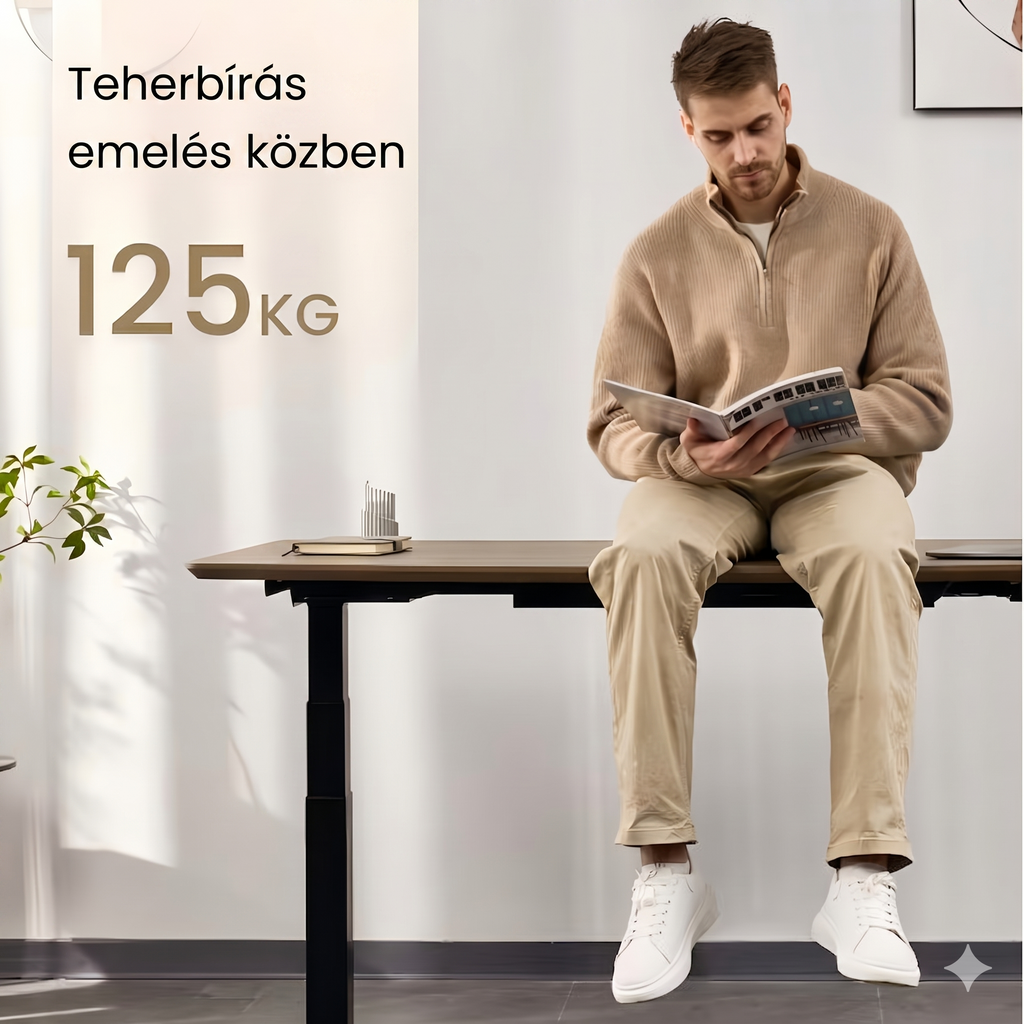 Prémium Elektromos Íróasztal Láb E7H , 68-133cm Állítható, Kétmotoros, 125 kg Teherbírás, LED érintőképernyő, 4 memóriahely, USB töltőport