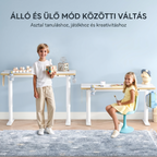 Elektromos gyermek tanulóasztal, SK1W, Állítható magasság,  Ergonomikus állóasztal gyerekeknek kampóval, Memóriagombokkal, 120 x 60 cm (fehér)