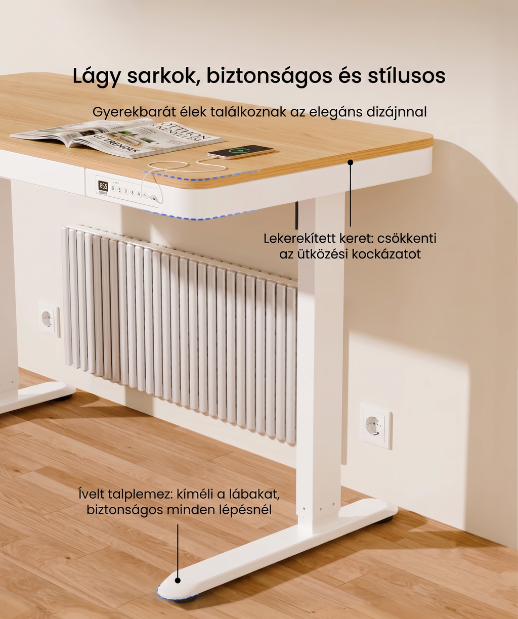 Q3 multifunkciós, stílusos állóasztal fiókokkal