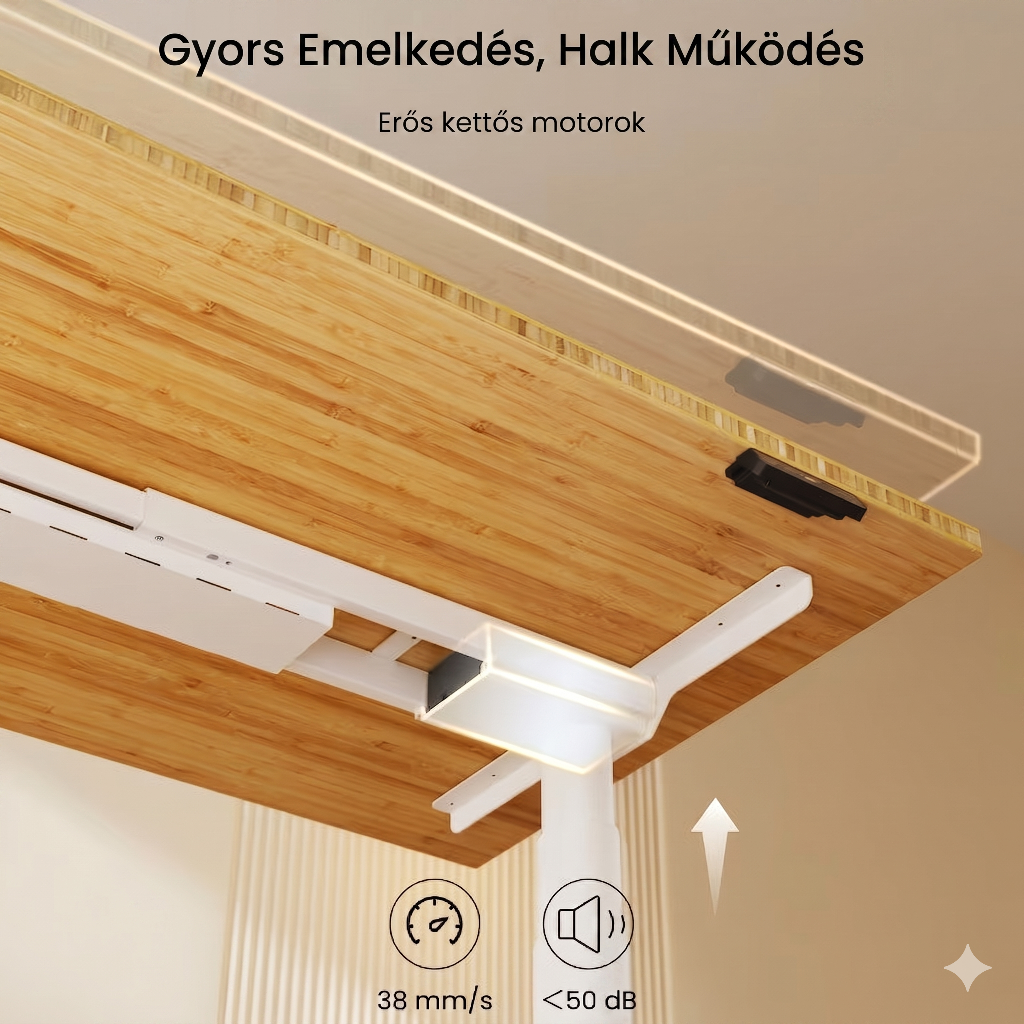 Elektromos Íróasztal ovális Láb E8, 60-125cm Állítható, Kétmotoros, 125 kg Teherbírás, LED érintőképernyő, 4 memóriahely, USB töltőport