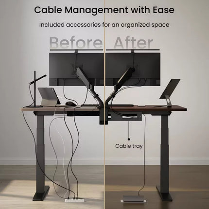 Elektromos Íróasztal Láb E7 Pro, 63.5-128.5cm Állítható, Kétmotoros, 160 kg Teherbírás, LED érintőképernyő, 4 memóriahely, USB töltőport