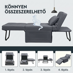 4 az 1-ben összecsukható kanapéágy – egyszemélyes fotelágy, összecsukható puffal, 6 fokozatban állítható háttámlával és párnával