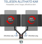 Állítható monitortartó S8D – csuklós kar, 17"-32" monitorhoz, VESA, 2-9 kg