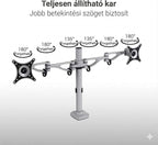 Állítható monitortartó állvány M13, kétkaros, 10"-27"-os LCD monitorokhoz, bilincsekkel rögzíthető, 8 kg teherbírás monitoronként