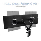 Állítható Monitor Kar F6, Egy monitorhoz, 30″-ig, VESA 75×75 / 100×100, Magasság-, Döntés- és Forgatásállítással, Asztali Rögzítéssel