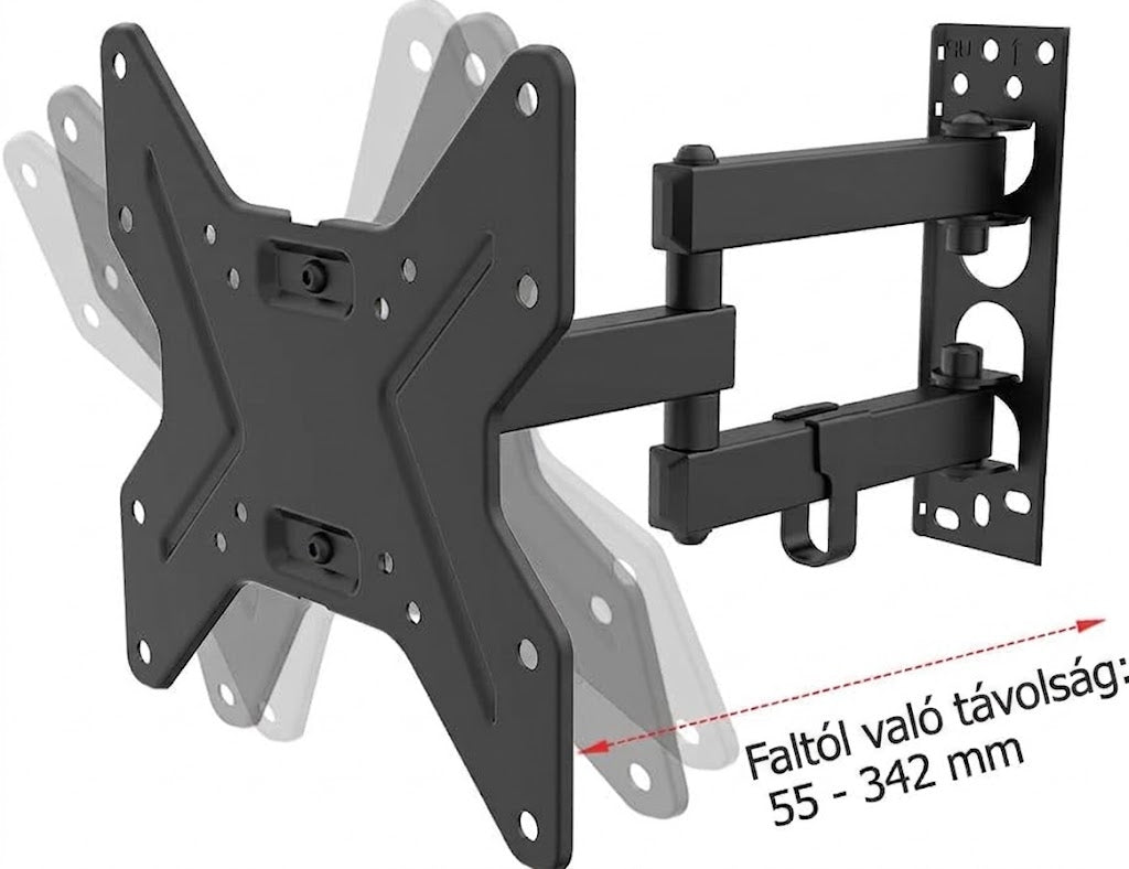 TV fali tartó, 13"-42"-os (33–107 cm) LED/LCD/plazma TV-khez, dönthető és forgatható