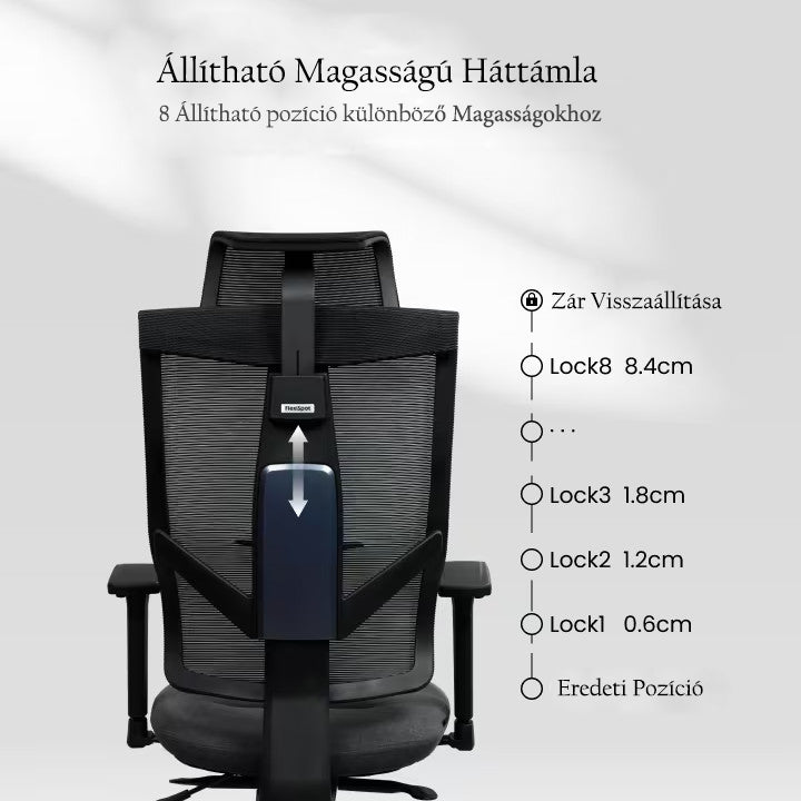 Ergonomikus irodai szék BS6 – fejlett ergonómiai kialakítás, állítható fejtámla és kartámasz, hálós háttámla, hosszú távú ülőmunkához