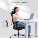 Ergonomikus irodai szék BS6 – fejlett ergonómiai kialakítás, állítható fejtámla és kartámasz, hálós háttámla, hosszú távú ülőmunkához