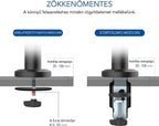 Állítható monitortartó S8 – csuklós kar, 17"-36" monitorhoz, VESA, 3-12 kg
