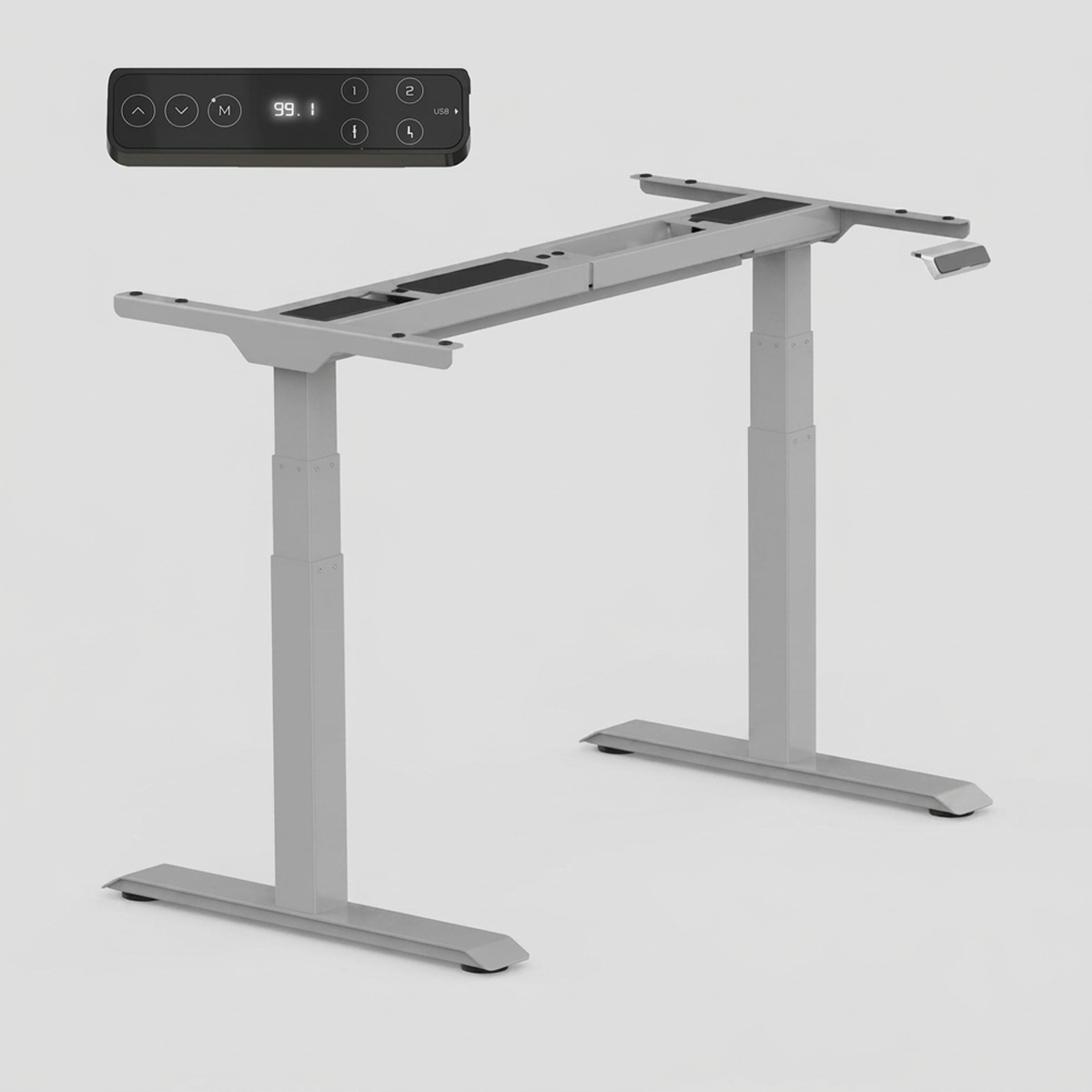Prémium Elektromos Íróasztal Láb E7, 58-123cm Állítható, Kétmotoros, 125 kg Teherbírás, LED érintőképernyő, 4 memóriahely, USB töltőport