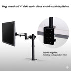Állítható monitortartó állvány M21, egykaros, 10"-27"-os monitorokhoz, 10 kg teherbírás