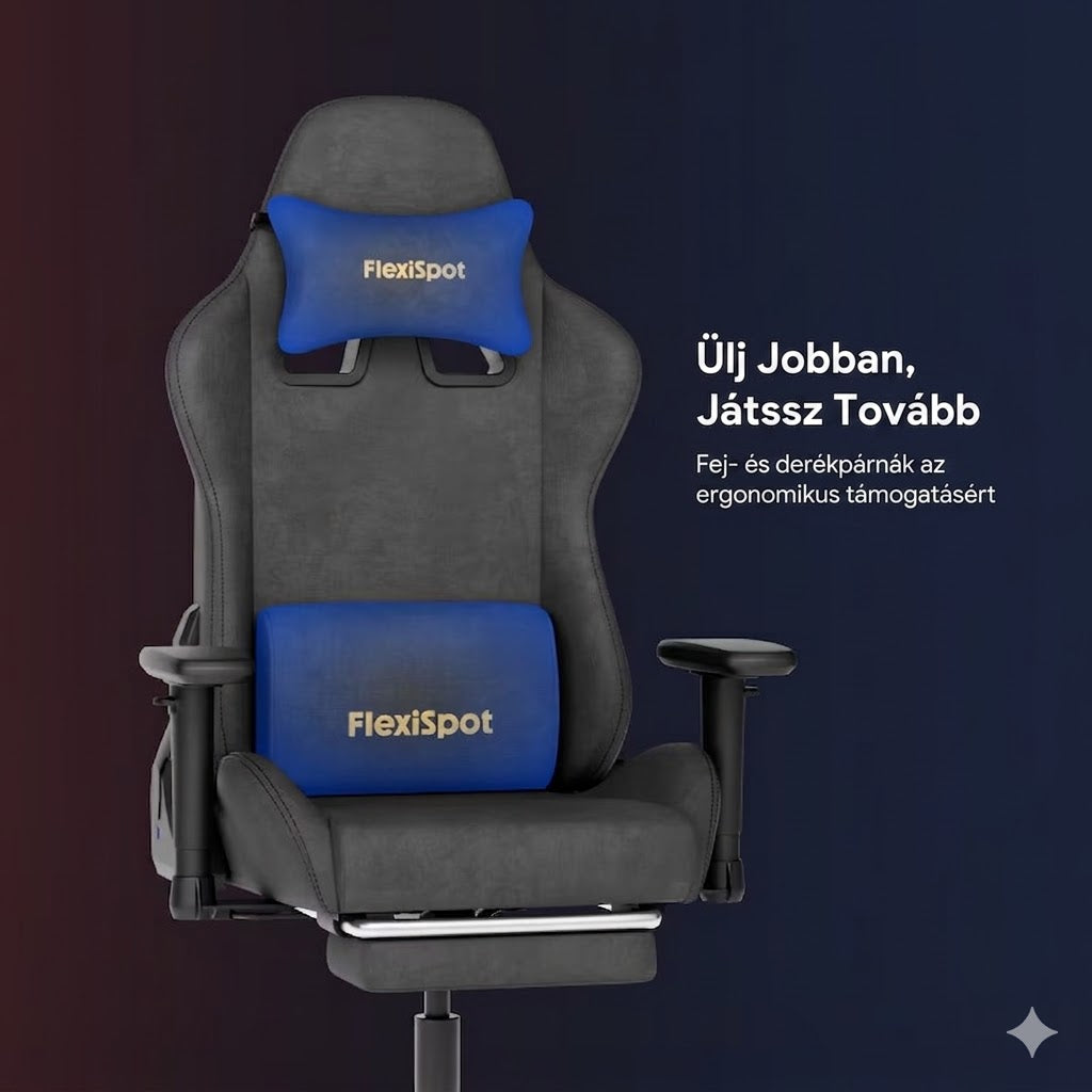 Gamer szék R1, lábtartóval, állítható háttámlával