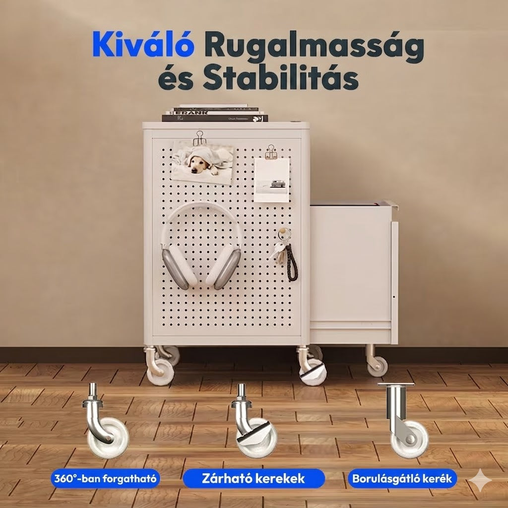 RC6 Gurulós Konténer Perforált Oldallappal, Mobil Iratszekrény
