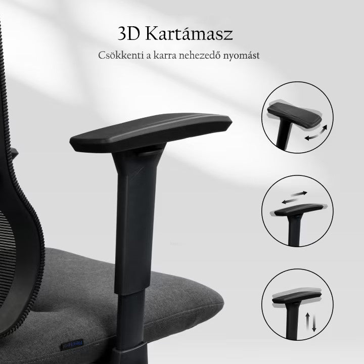 Ergonomikus irodai szék BS6 – fejlett ergonómiai kialakítás, állítható fejtámla és kartámasz, hálós háttámla, hosszú távú ülőmunkához