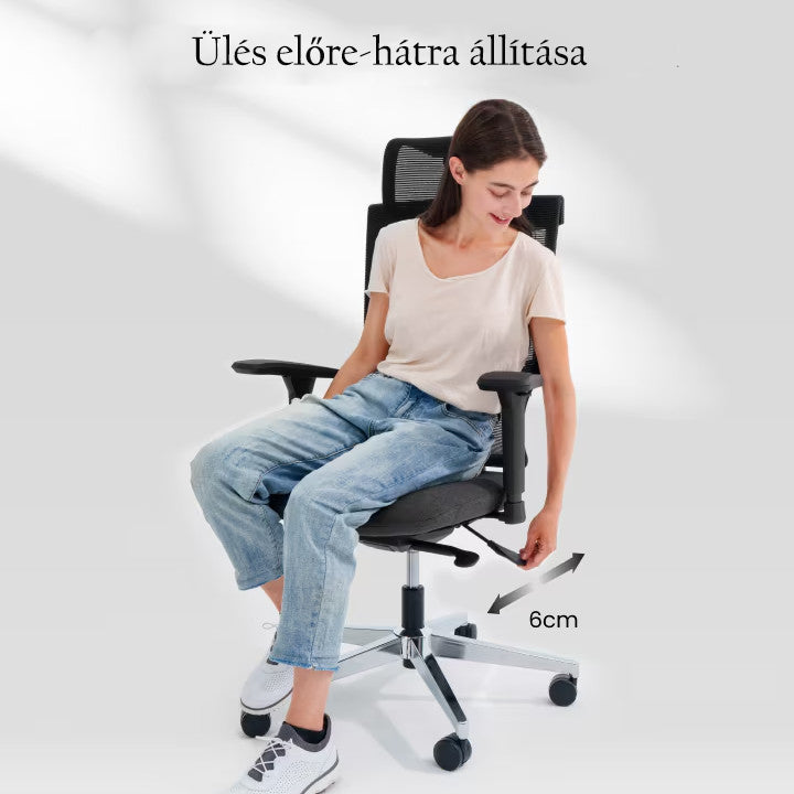 Ergonomikus irodai szék BS6 – fejlett ergonómiai kialakítás, állítható fejtámla és kartámasz, hálós háttámla, hosszú távú ülőmunkához