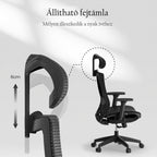 Ergonomikus teljes hálós irodai szék BS4, Állítható Fejtámlával és 3D Kartámasszal
