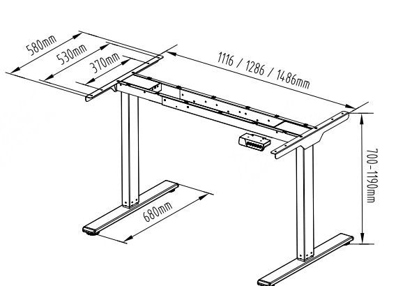 Elektromos Íróasztal Láb E1 Pro, Kétmotoros, 70–120 cm Állítható, 100 kg Teherbírás, Memóriagombokkal