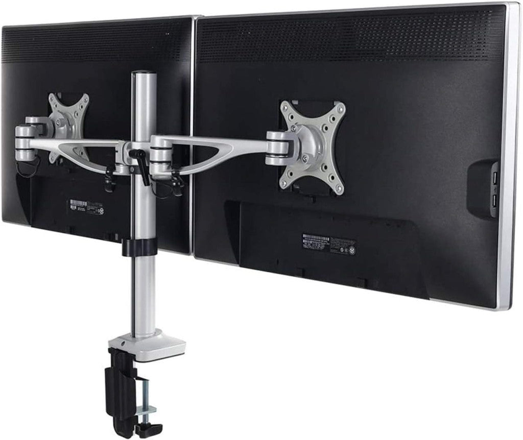 Állítható monitortartó állvány M13, kétkaros, 10"-27"-os LCD monitorokhoz, bilincsekkel rögzíthető, 8 kg teherbírás monitoronként