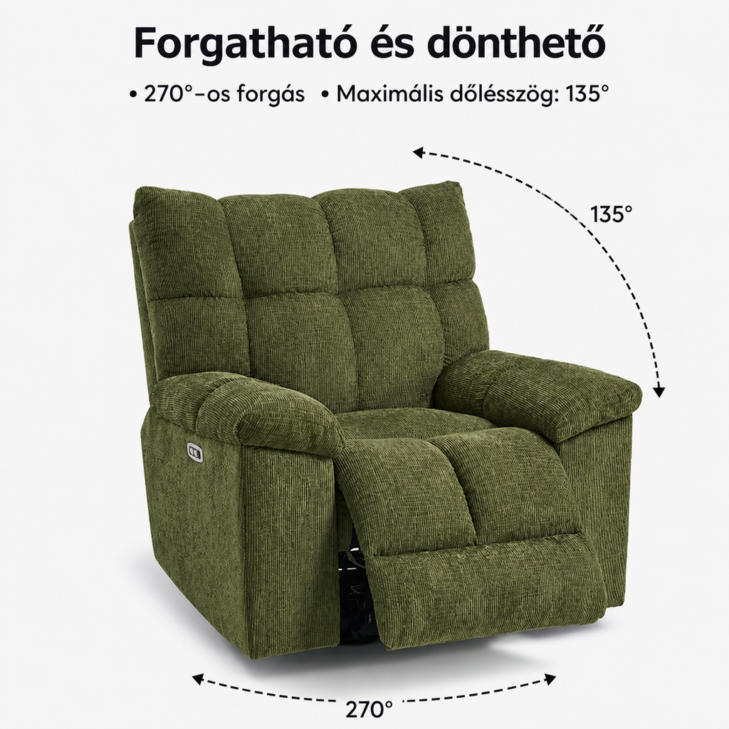 Waffle forgatható és hintáztatható elektromos relax-fotel