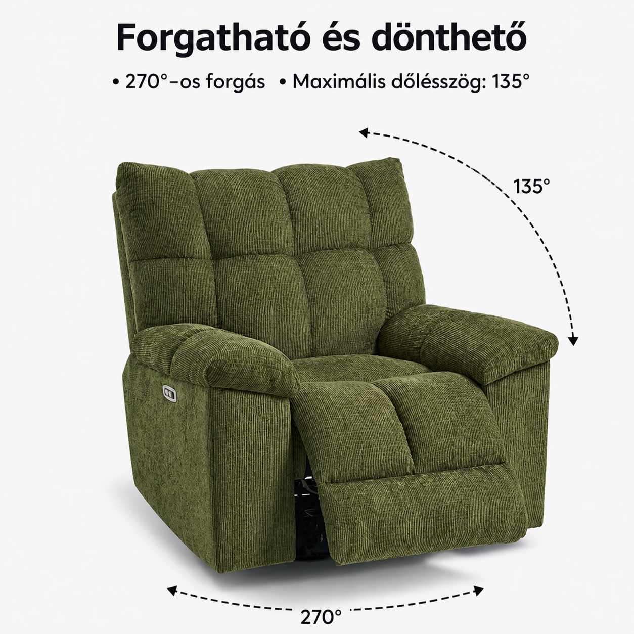 Waffle forgatható és hintáztatható elektromos relax-fotel
