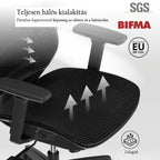 Ergonomikus teljes hálós irodai szék BS4, Állítható Fejtámlával és 3D Kartámasszal