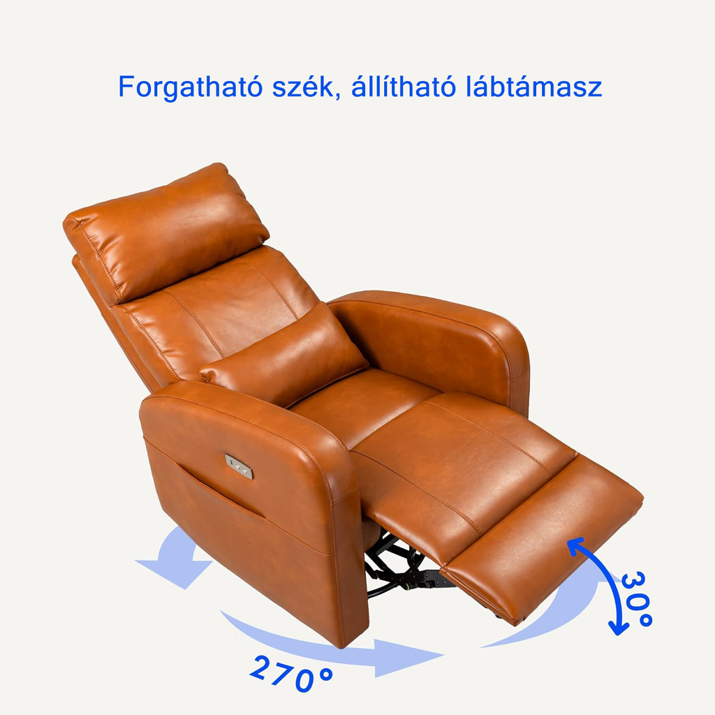 Elektromos Állítható forgatható relaxfotel XR5, erős motor, dönthető háttámla, 270° forgás, nappaliba és pihenéshez